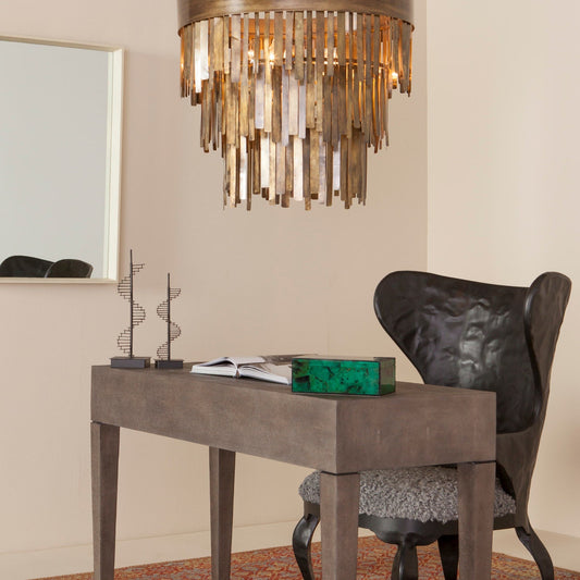 Aged Metal Statement Chandelier / Aged Silver