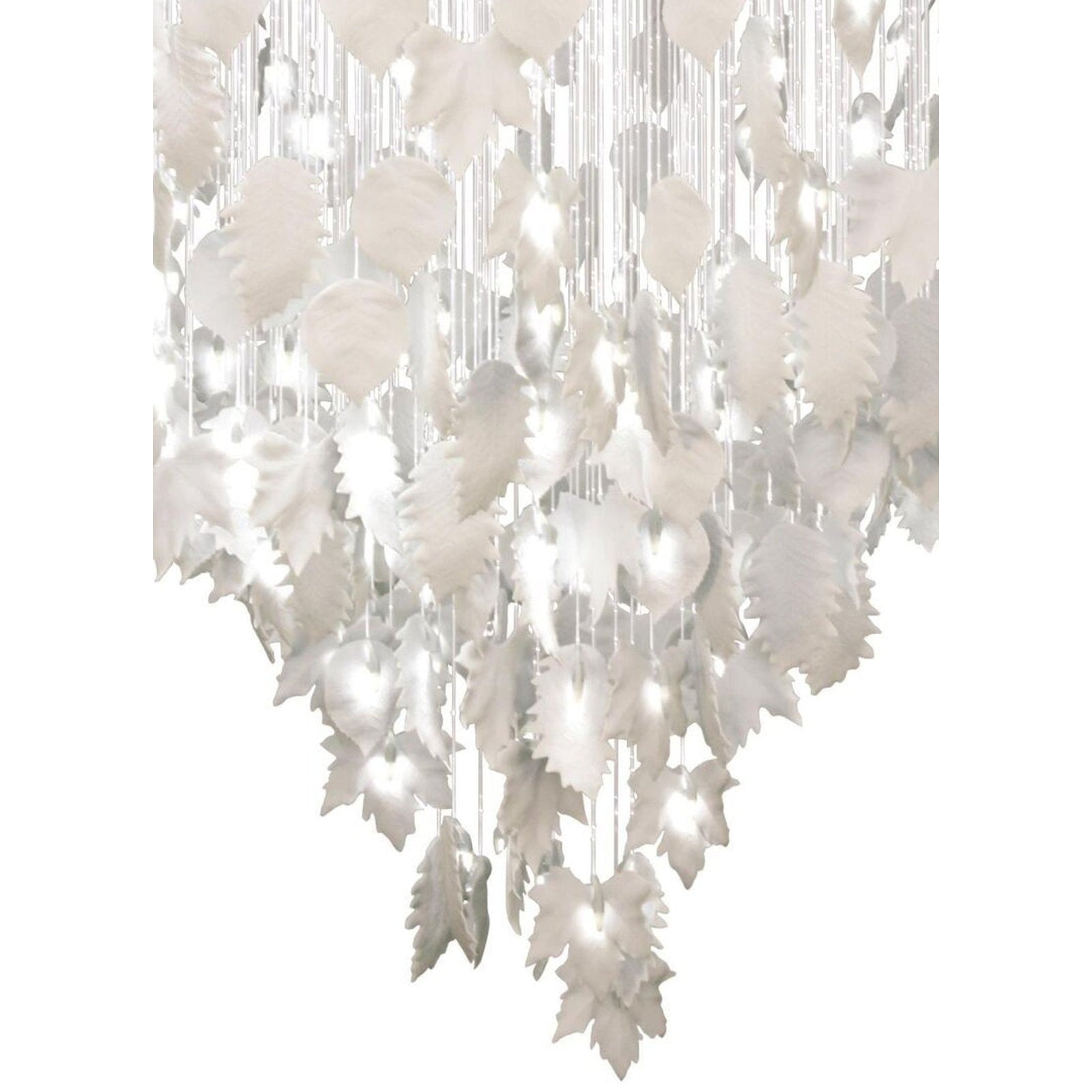 Cascading Porcelain Leaf Chandelier
