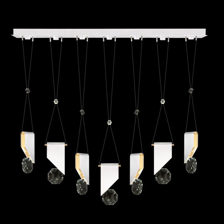 7-Drop Crystal LED Linear Pendant / White