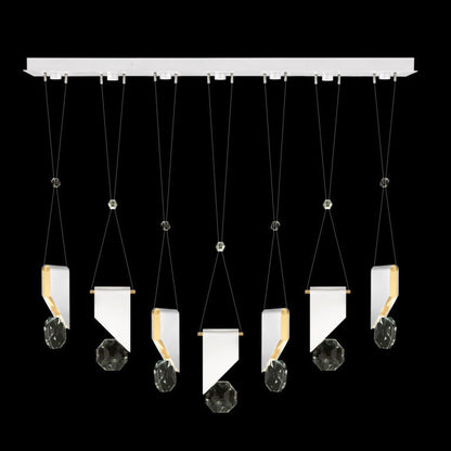 7-Drop Crystal LED Linear Pendant / White