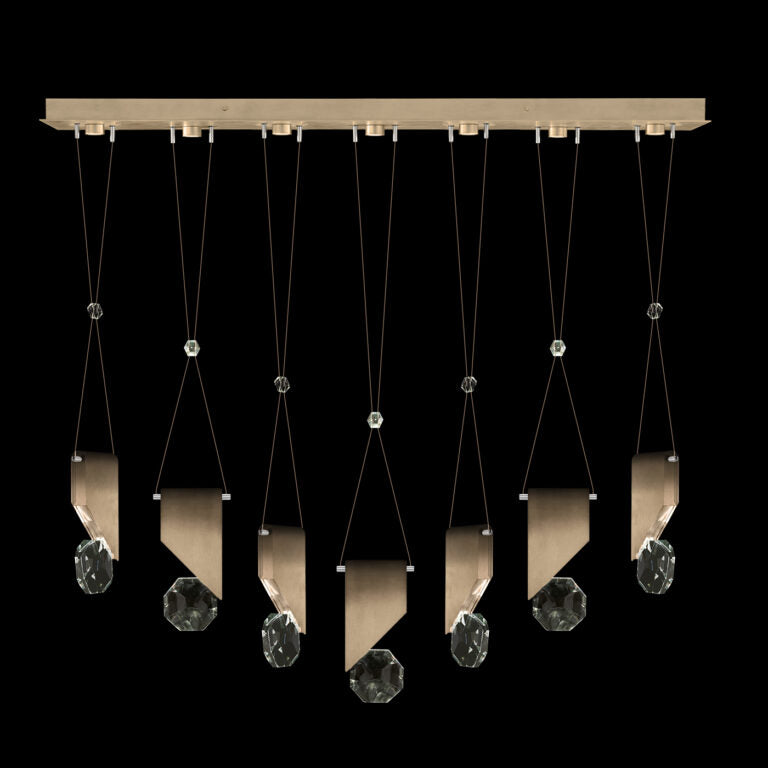 7-Drop Crystal LED Linear Pendant / Bronze