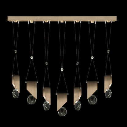 7-Drop Crystal LED Linear Pendant / Bronze