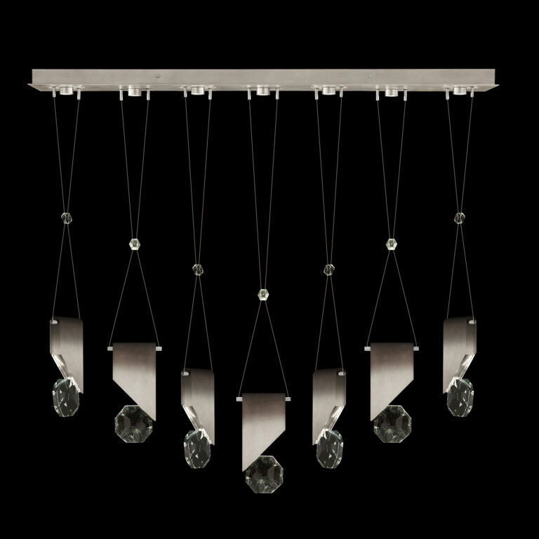 7-Drop Crystal LED Linear Pendant / Soft Ombre Silver