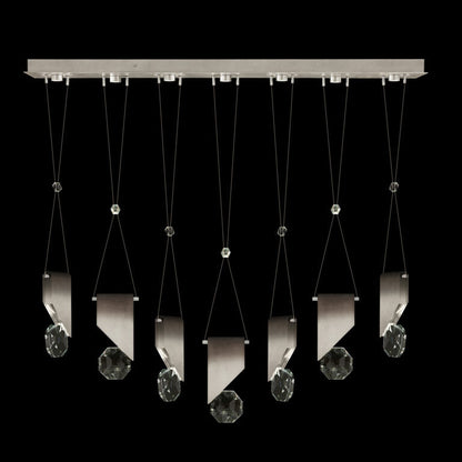 7-Drop Crystal LED Linear Pendant / Soft Ombre Silver