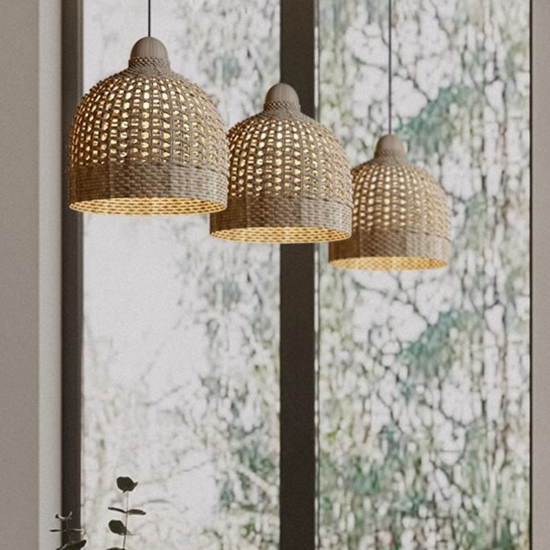 Modern Woven Rattan Pendant Light / Diameter 25cm