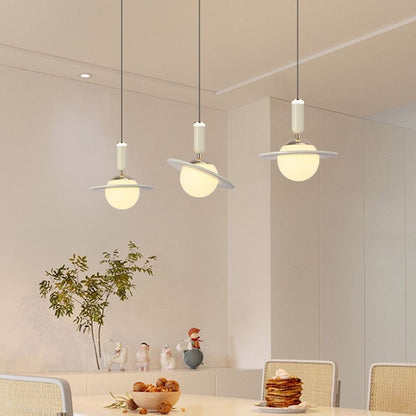 Colourful Single-Head LED Pendant Light / Warm Light / Lifting Style White