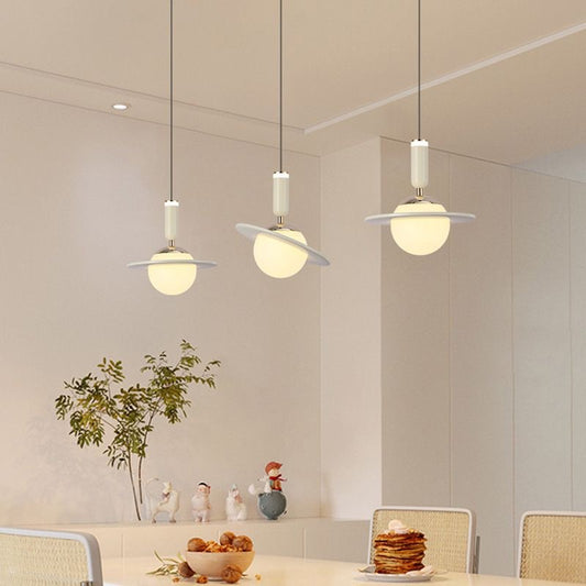 Colourful Single-Head LED Pendant Light / Warm Light / Lifting Style White