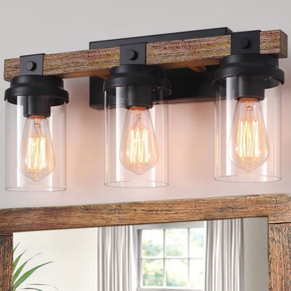 Rustic Multi-Head Wall Light / Raindrop Glass / Three Heads
