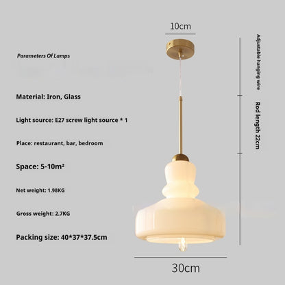 30cm Gourd Glass Pendant Light / No Stroboscope Warm Light / Wrought Iron Orange