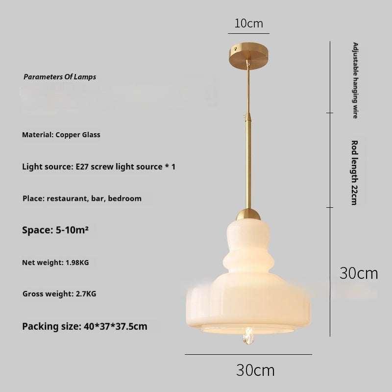 30cm Gourd Glass Pendant Light / No Stroboscope Warm Light / All Copper Orange