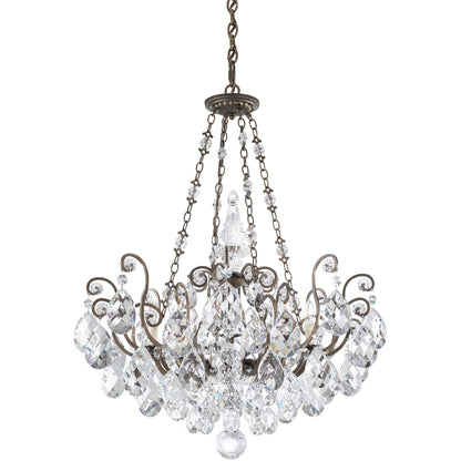Baroque Open-Frame Crystal Pendant Light / Heirloom Gold / Clear Crystals From Swarovski