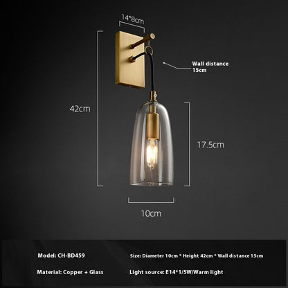 Warm LED Copper Glass Wall Light