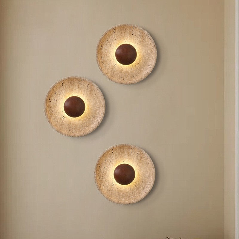Marble LED Bedside Wall Light / Tricolor Light / Type A Walnut Colors