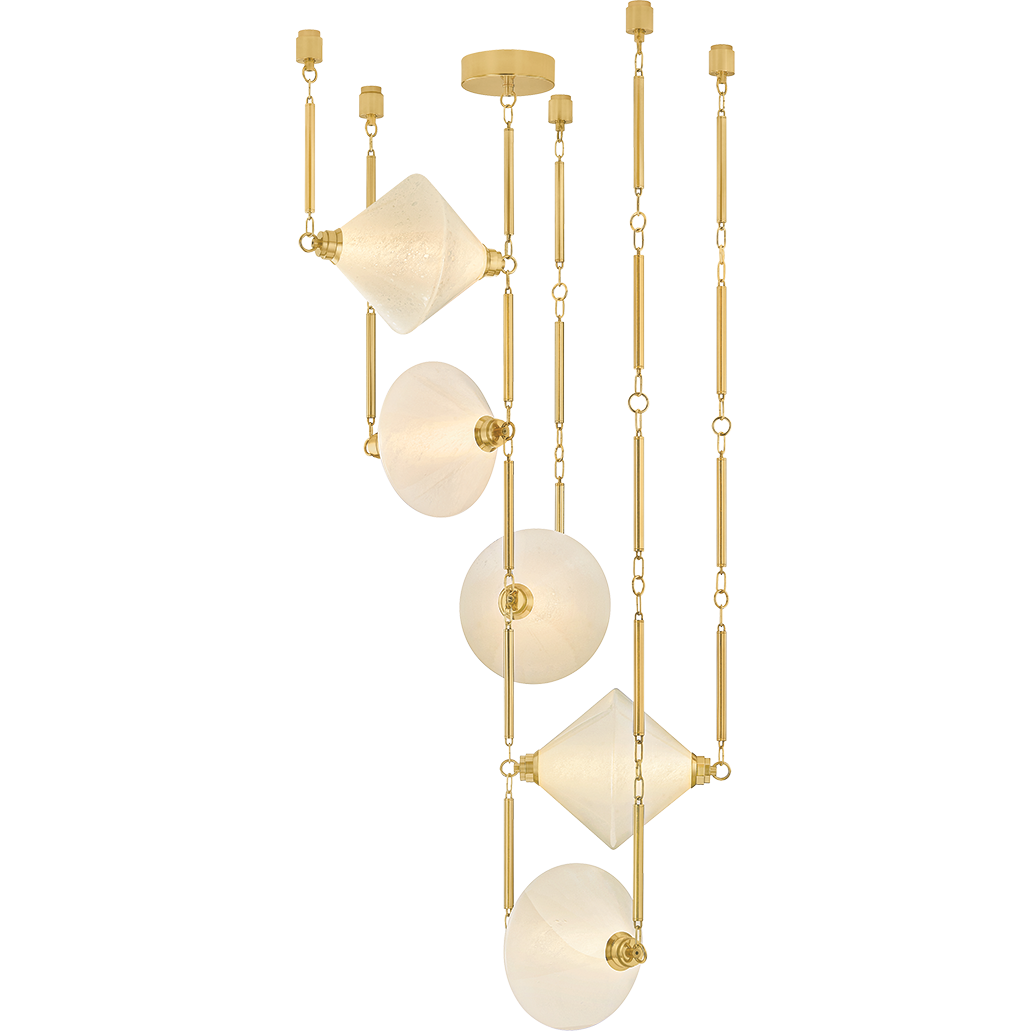 5-Light Seedy Glass Brass Chandelier / Default Title