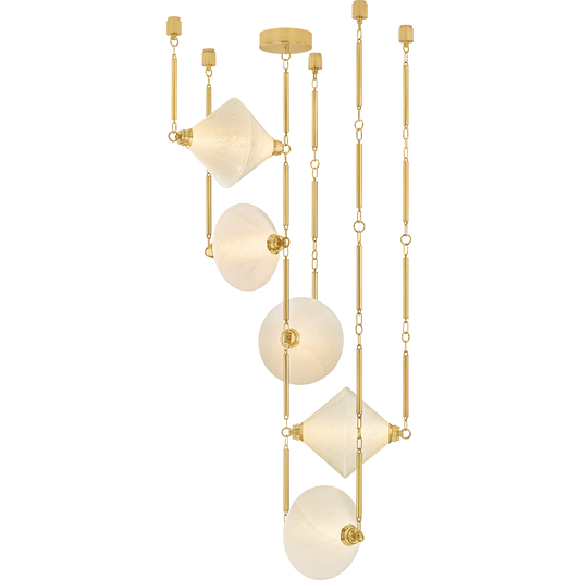 5-Light Seedy Glass Brass Chandelier / Default Title
