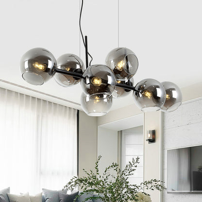 8-Light Nordic Glass Chandelier / Gold grey / White light