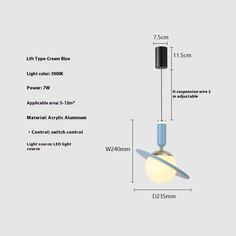 Colourful Single-Head LED Pendant Light / Three Colors / Lifting Blue