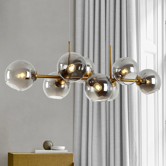8-Light Nordic Glass Chandelier / Black grey / White light