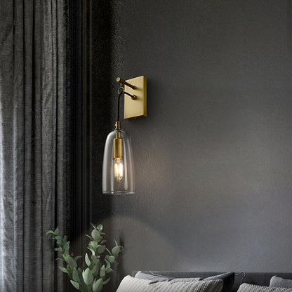 Warm LED Copper Glass Wall Light / Width 10 Depth 15 Height 42CM