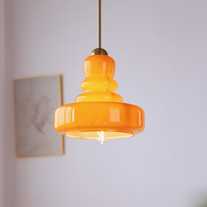 30cm Gourd Glass Pendant Light / No Stroboscope Warm Light / Copper Beige