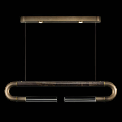 52-Inch Curved Linear Pendant Light / Ombre Bronze/Charcoal / Brass