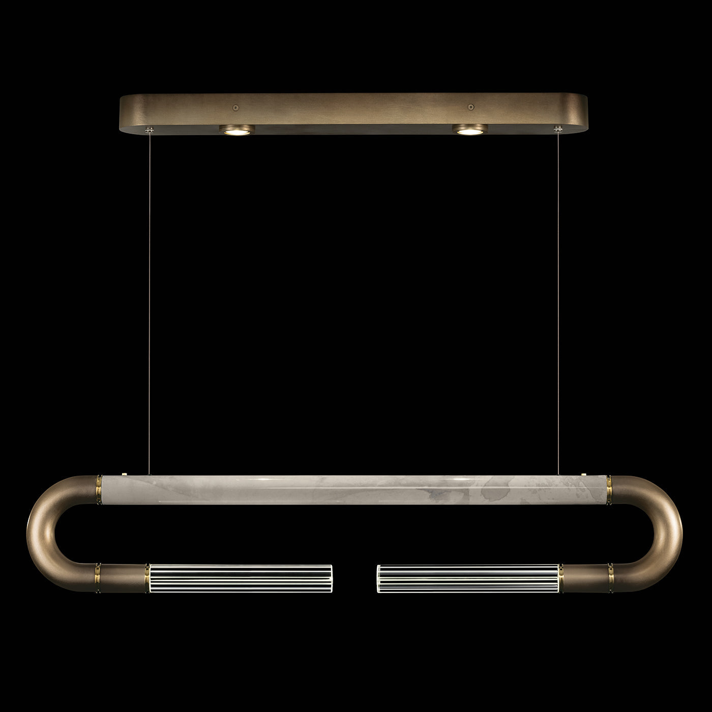 52-Inch Curved Linear Pendant Light / Ombre Bronze/Charcoal / Nickel