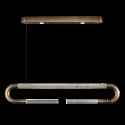 52-Inch Curved Linear Pendant Light / Ombre Bronze/Charcoal / Nickel