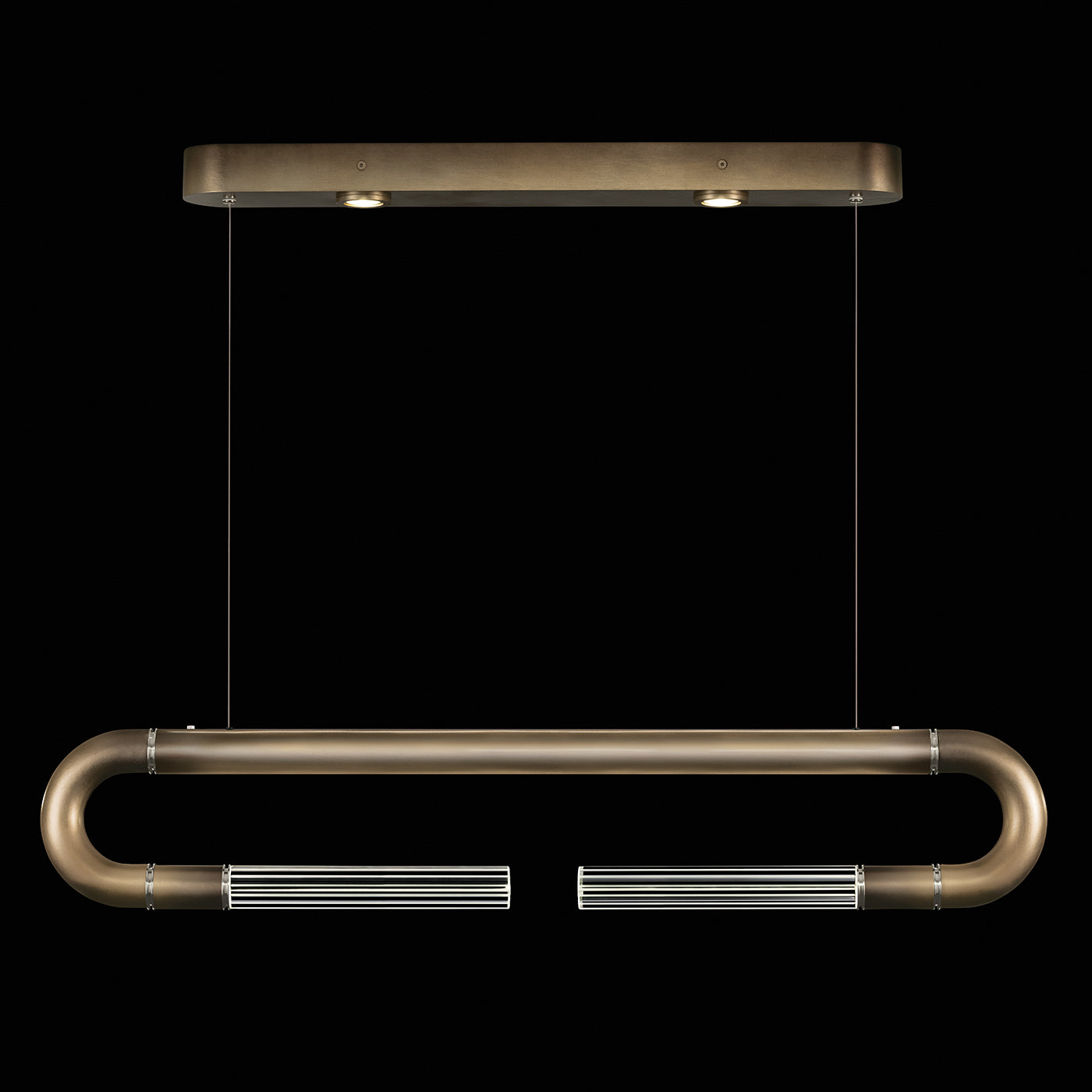 52-Inch Curved Linear Pendant Light / Ombre Bronze/Smoke / Brass