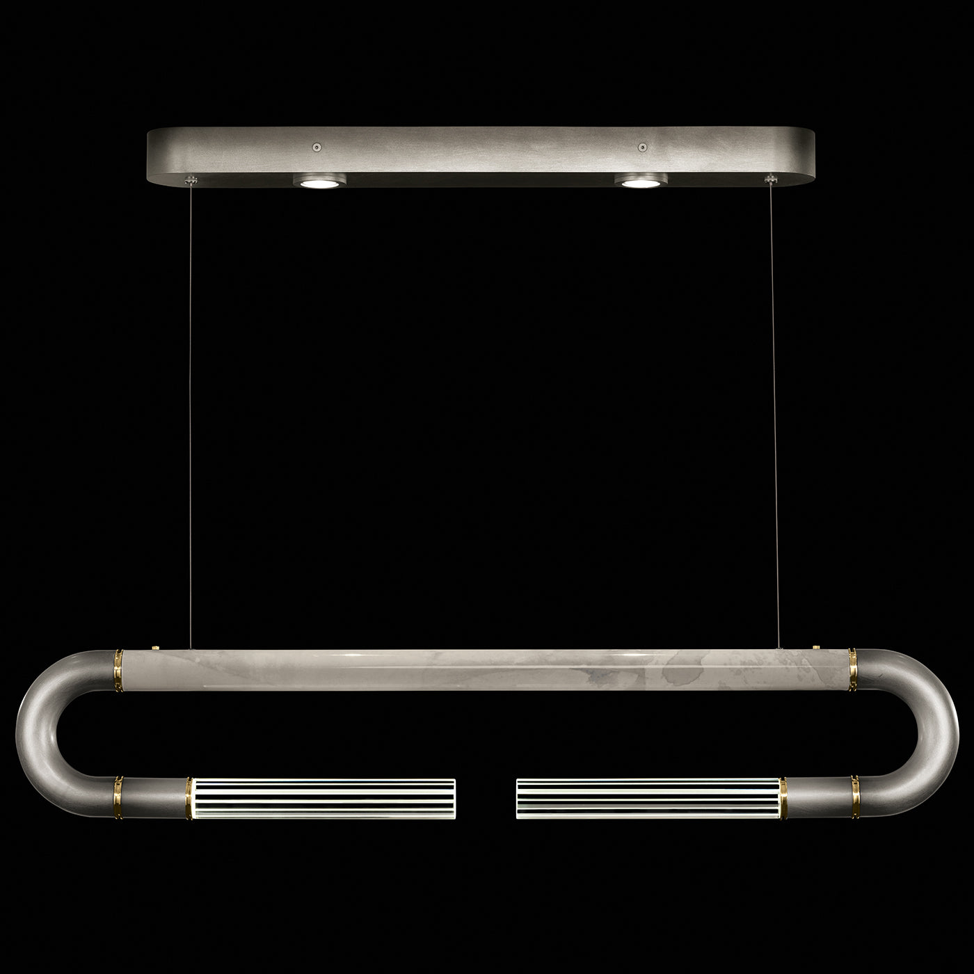 52-Inch Curved Linear Pendant Light / Ombre Bronze/Smoke / Nickel