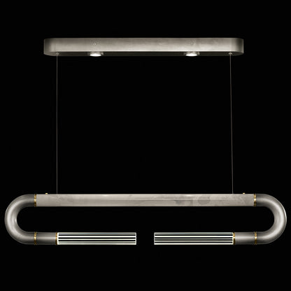 52-Inch Curved Linear Pendant Light / Ombre Bronze/Smoke / Nickel