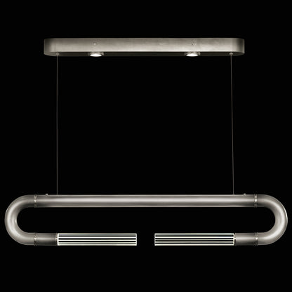 52-Inch Curved Linear Pendant Light / Ombre Silver/Charcoal / Nickel