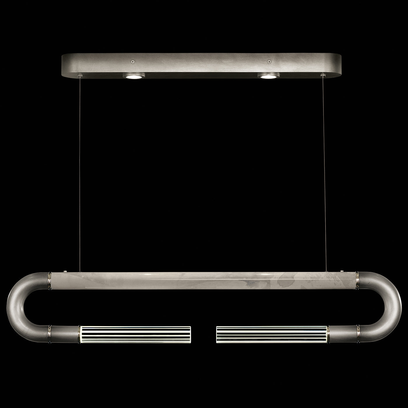 52-Inch Curved Linear Pendant Light / Ombre Bronze/No Skin / Nickel