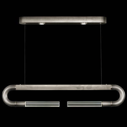 52-Inch Curved Linear Pendant Light / Ombre Bronze/No Skin / Nickel