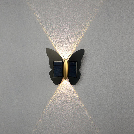 Solar Flower Outdoor Wall Light / Butterfly Wall Lamp / White light