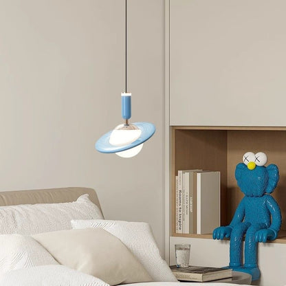 Colourful Single-Head LED Pendant Light / Warm Light / Lifting Blue