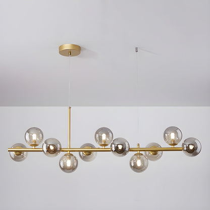 Adjustable Multi-Globe G9 Chandelier / 9-balls: ∅ 32.7″ x H 9.4″ / Gold / Milk White