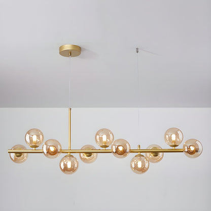 Adjustable Multi-Globe G9 Chandelier / 11-balls: ∅ 39.4″ x H 9.4″ / Gold / Smoke Grey