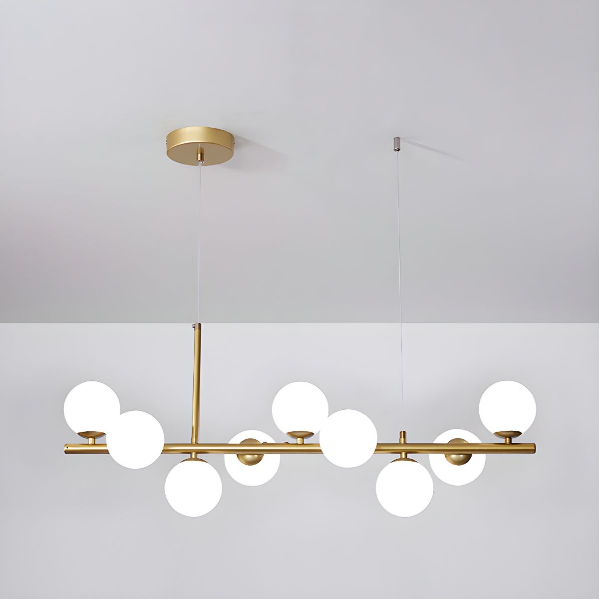 Adjustable Multi-Globe G9 Chandelier / 7-balls: ∅ 25.6″ x H 9.4″ / Gold / Smoke Grey