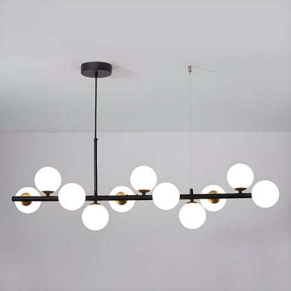 Adjustable Multi-Globe G9 Chandelier / 7-balls: ∅ 25.6″ x H 9.4″ / Black / Milk White