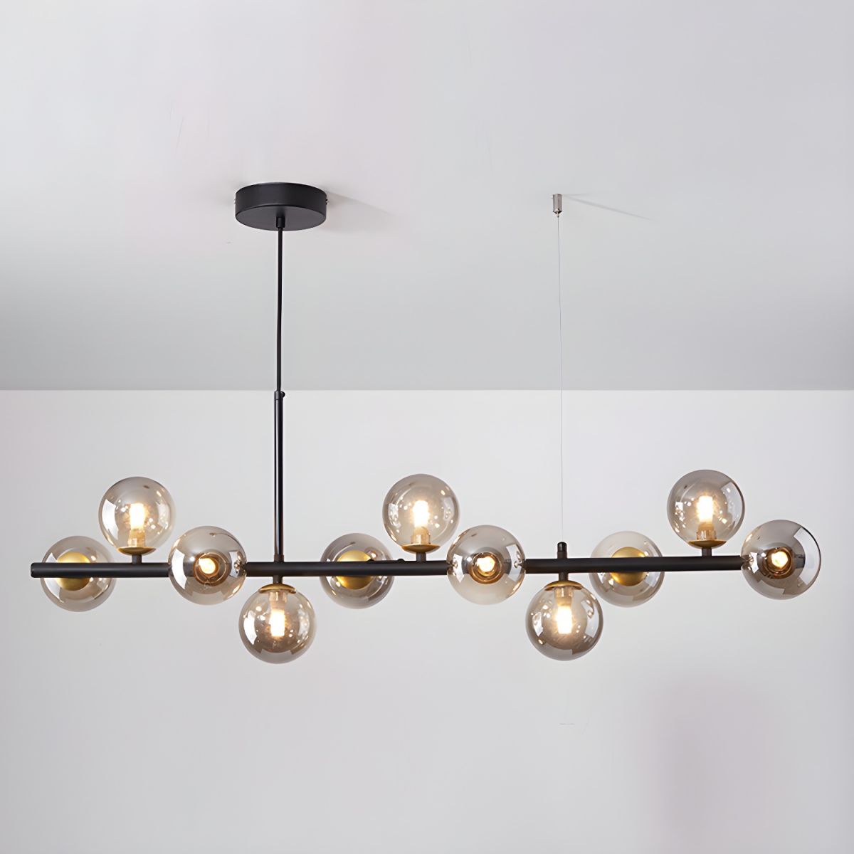 Adjustable Multi-Globe G9 Chandelier / 7-balls: ∅ 25.6″ x H 9.4″ / Gold / Milk White