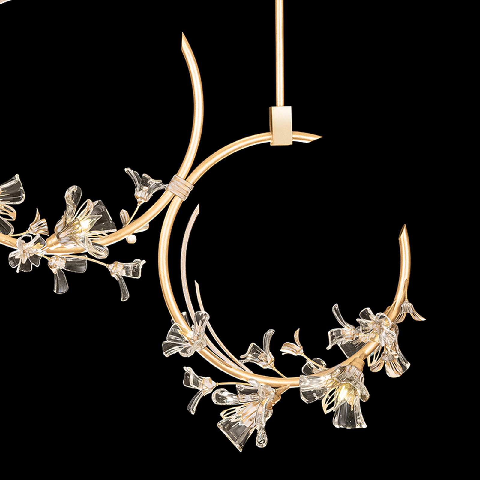55-Inch Floral Crystal Linear Pendant / White