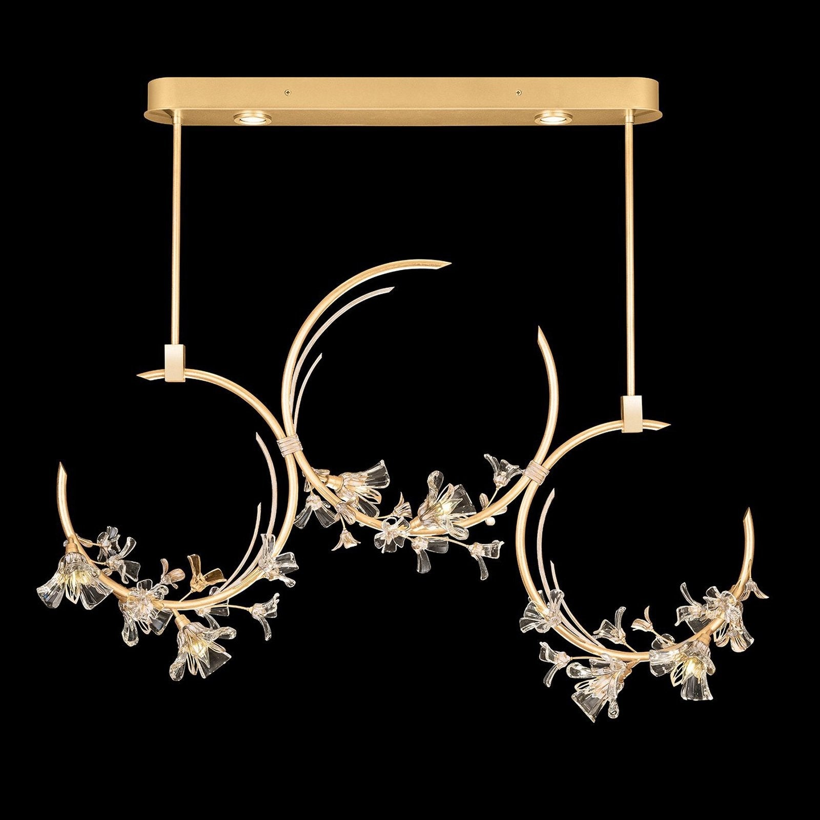 55-Inch Floral Crystal Linear Pendant / Gold