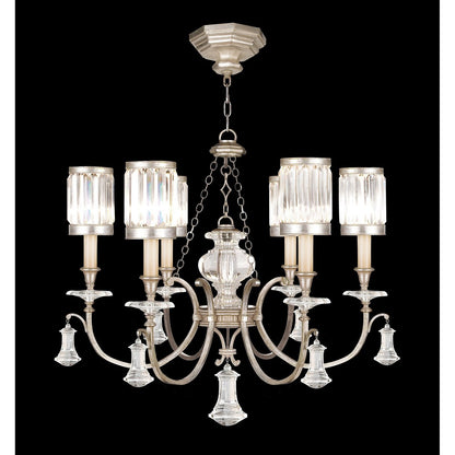 32-Inch Faceted Crystal Chandelier / Silver