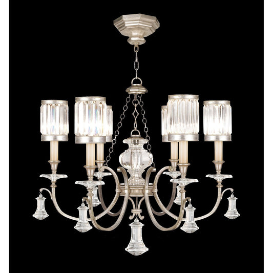 32-Inch Faceted Crystal Chandelier / Silver