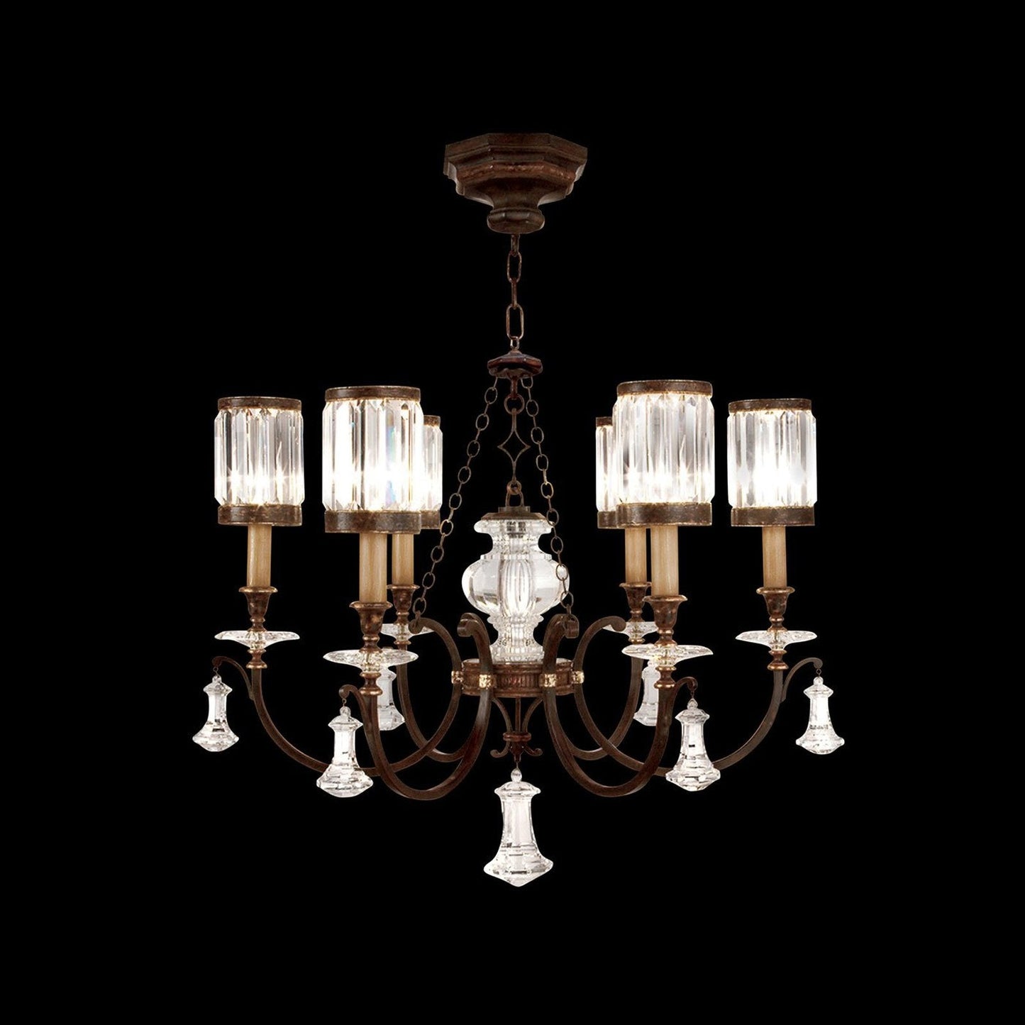 32-Inch Faceted Crystal Chandelier / Bronze