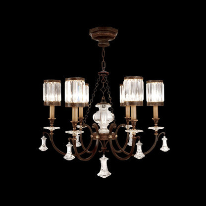 32-Inch Faceted Crystal Chandelier / Bronze