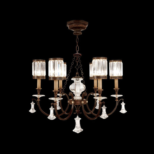 32-Inch Faceted Crystal Chandelier / Bronze