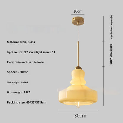 30cm Gourd Glass Pendant Light / No Stroboscope Warm Light / Wrought Iron Green