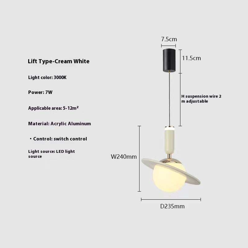 Colourful Single-Head LED Pendant Light / Three Colors / Lifting Orange
