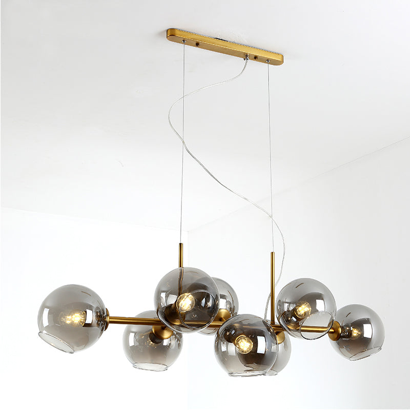 8-Light Nordic Glass Chandelier / Gold Transparent / White light